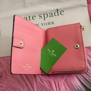 Kate Spade Pink CORAL Trifold Coin Wallet NWT
